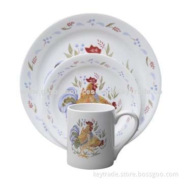 Fine Porcelain 16-piece Dinner Set in Coupe Shape, with Decal, Customized Designs Accepted